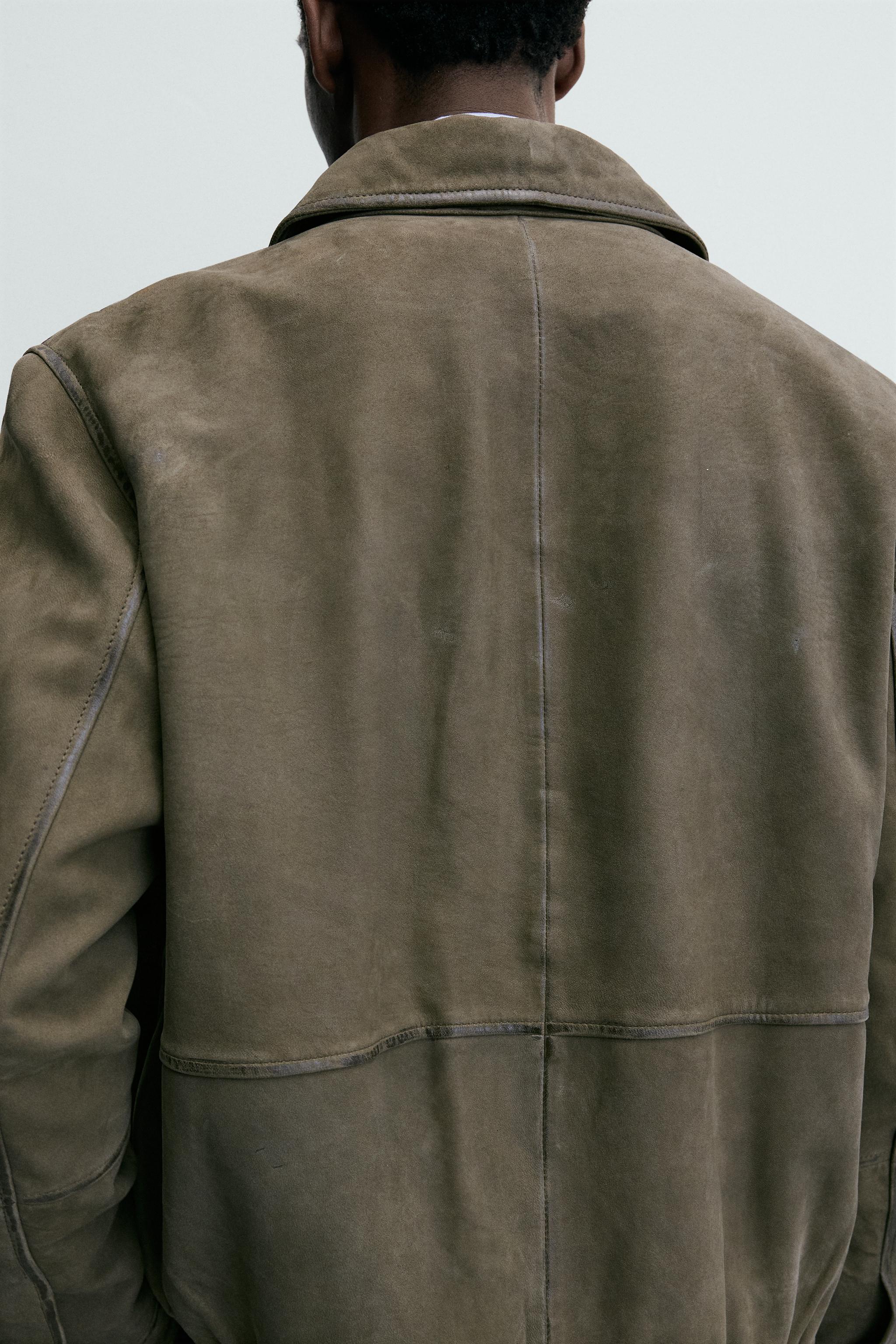 BLOUSON EN CUIR EFFET DAIM